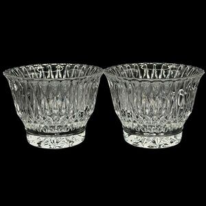 Vintage Libbey Glass LRS45 Clear Open Sugar Bowls - Diamond Cut Pattern Set of 2